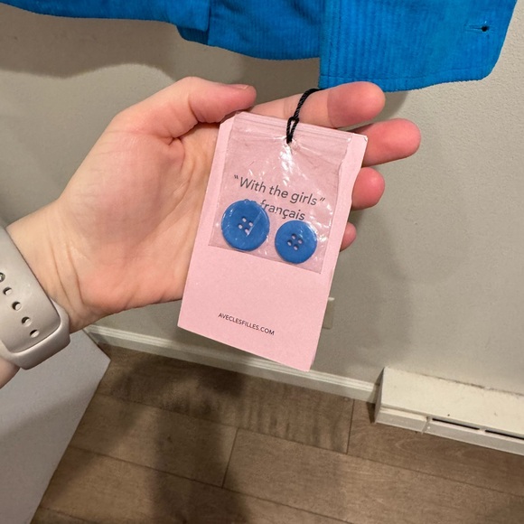 NWT Avec les filles tamra corduroy shirt jacket shacket small blue - Picture 5 of 10